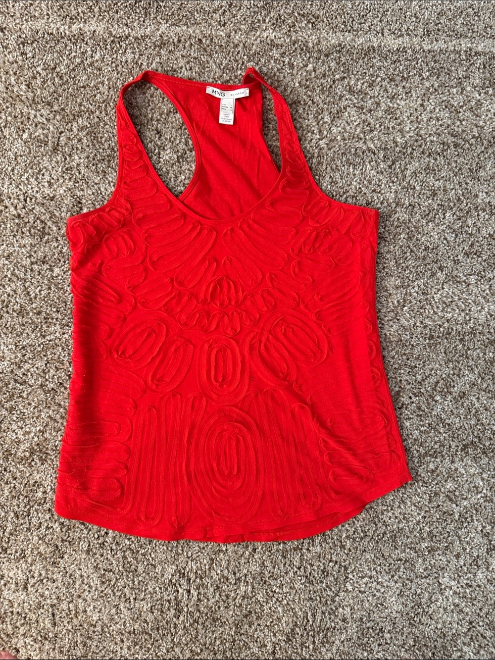 MNG Women's Red Textured Racerback Tank